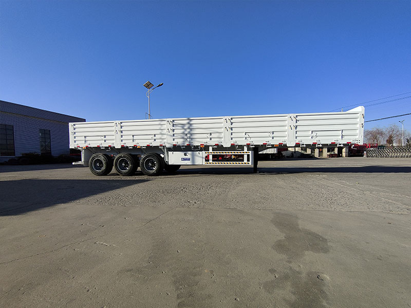 3 Axles Drop Side Flatbed Container Trailer with 1000mm Height Side Walls插图