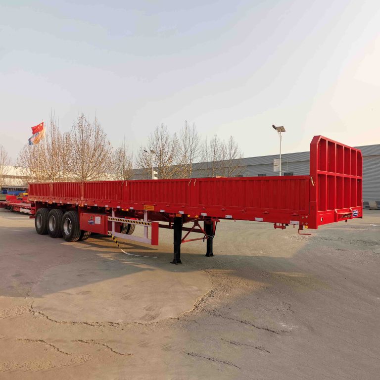 3 Axles 60T Drop Side Dump Semi Trailer with Boards-3