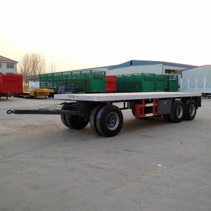 3 Axles Dolly Drawbar Flatbed Trailer-12