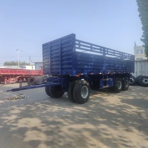 3 Axles Dolly Full Drawbar Drop Flatbed Side Wall Board Fence Turn Table Twist Lock Container CKD SKD Truck Trailer for Sale in Ethiopia (1)