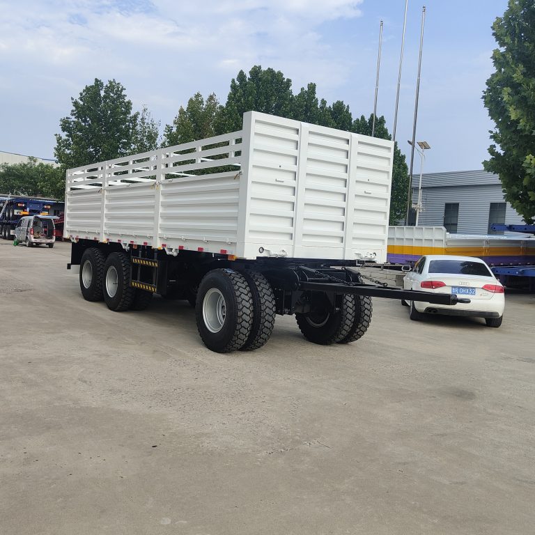 3 Axles Dolly Full Drawbar Drop Flatbed Side Wall Board Fence Turn Table Twist Lock Container CKD SKD Truck Trailer for Sale in Ethiopia (3)