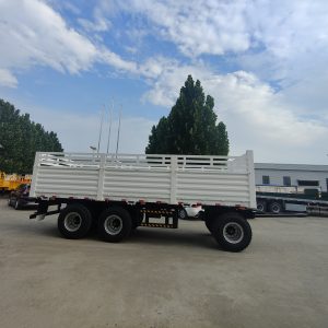 3 Axles Dolly Full Drawbar Drop Flatbed Side Wall Board Fence Turn Table Twist Lock Container CKD SKD Truck Trailer for Sale in Ethiopia (4)