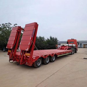 3 Axles Hydraulic Ladders Low Lowader Lowbed Semi Trailer (12)