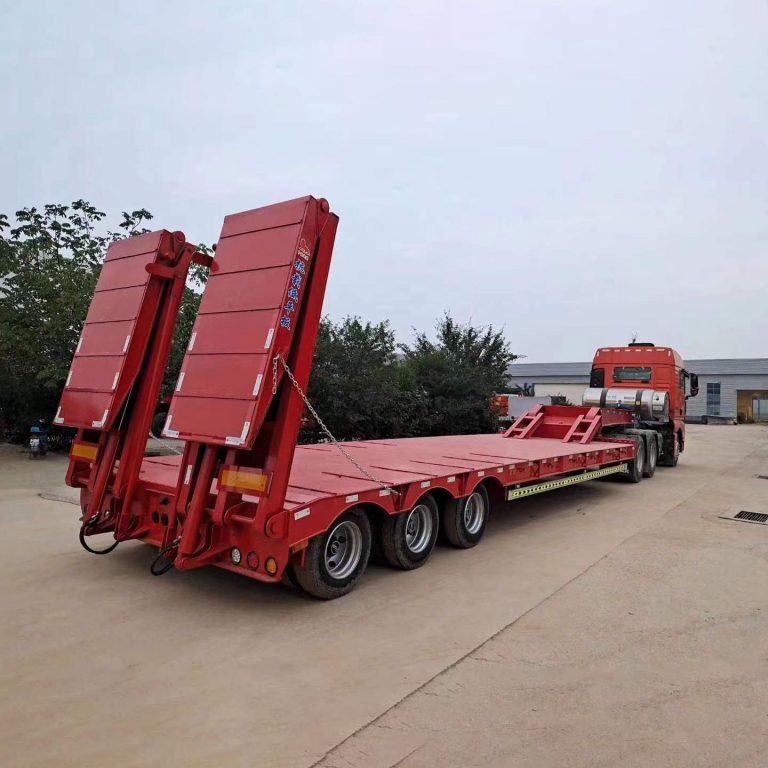 3 Axles Hydraulic Ladders Low Lowader Lowbed Semi Trailer (12)