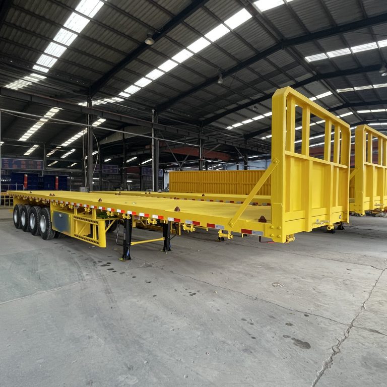 4 Axles 45FT Flatbed Semi Trailer with Front Wall for sale (1)