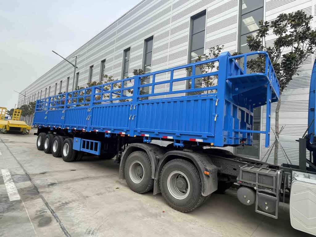 4 Axles Drop Side Fence Semi Trailer for Negria Market插图