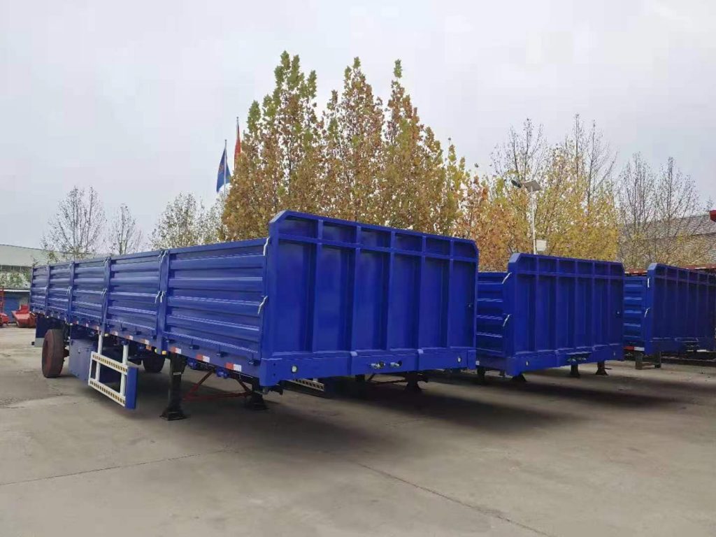 3 Axles 60T Sidewall Cargo Drop Side Semi Trailer插图