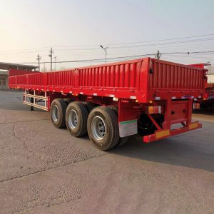 Tri-Axles Flatbed Semi Trailer with 800mm Height Side Walls for Tanzania (3)